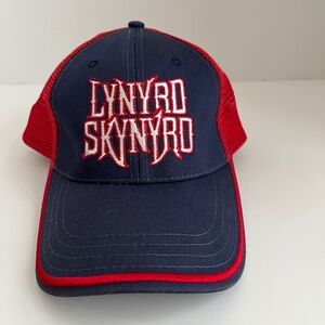 Y2K Lynyrd Skynyrd Navy Blue Mesh Back Adjustable Strapback Trucker Baseball Cap